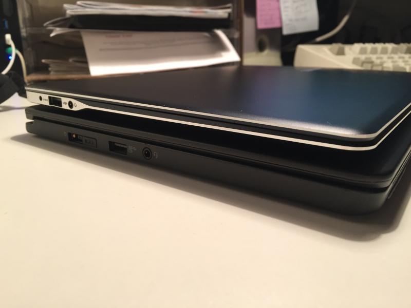 The thickness of the ATIV Book 9 compared to that of the ThinkPad Yoga. But really, thin is one of those things that has long been good enough.